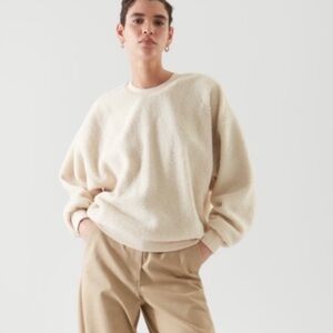COS Beige Oversized Teddy Pullover Sweater
